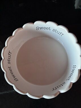 Mud Pie Pedestal "Sweet Stuff" Scalloped White Candy Dish Bowl *Read*